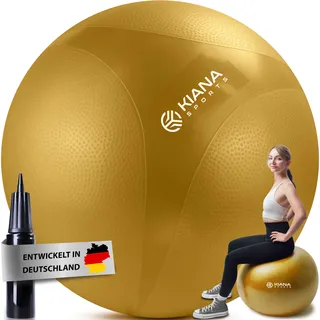 KIANA SPORTS® Gymnastikball & Sitzball - 4 Größen - Deutsche Entwicklung - Rutschfester Yoga Ball mit Noppen - Extra Dick & Belastbar - inkl. Pumpe & Übungsplan – Ideal für Fitness & Büro