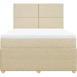 vidaXL Boxspringbett mit Matratze Creme 140x200 cm Stoff