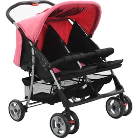 vidaXL Zwillingswagen rosa/schwarz