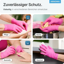 arnomed Nitril Magnolia Pink Einmalhandschuhe, puderfrei, pink 387-XS , 1 Packung = 100 Stück, Größe XS