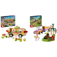 LEGO Friends Hotdog-Truck, Mobiles Restaurant-Spielzeug & Friends Pferde- und Pony-Anhänger, Pferde-Spielzeug