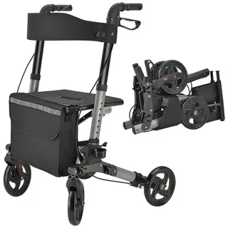 Juskys Rollator Vital mit Sitz Schwarz