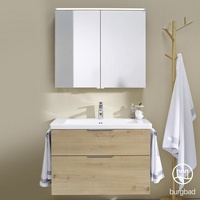 Burgbad Eqio Badmöbel-Set 1, Waschtisch mit Waschtischunterschrank und Spiegelschrank, SFAN093F5662C0001G0146,