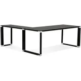 KADIMA DESIGN Eckschreibtisch Schwarz Glas-Metall | 200x200 cm L-Form Winkelwahl | Büro Computertisch Chrom | Ergonomisch Stilvoll Schreibtisch