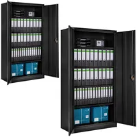 Tectake tectake® Aktenschrank aus pulverbeschichtetem Stahl 4 höhenverstellbare Einlegeböden, 180 x 90 x 40 cm