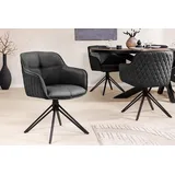 riess-ambiente Polsterstuhl EUPHORIA schwarz – Echtleder, drehbar, Metall-Füße, mit Armlehne (Einzelartikel, 1 St), mit 180° Drehfunktion und Autoreturn – ideal für elegante Esszimmer schwarz