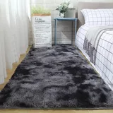 XUEDNGM Waschbarer Teppich Shaggy Teppich 50 x 310 cm Waschbar Flauschig Weich rutschfest Moderne Deko Hochflor Waschbarer Teppich rutschfest Fellteppich für Wohnzimmer, Schlafzimmer, Dunkelgrau