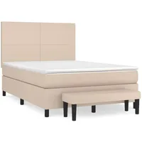 VidaXL Boxspringbett Matratze Cappuccino-Braun 140x200cm Kunstleder
