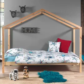 Vipack Hausbett Dallas 90 x 200 cm Kiefer massiv natur beige