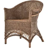 KRINES HOME Rattansessel Landhaus Flechtsessel aus Natur-Rattan Rattan Sessel Korbsessel Wintergarten (Vintage Braun) - Braun