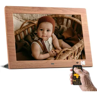 KODAK Digitaler Bilderrahmen 10 Zoll, Digitale Bilderrahmen No Wlan mit Fernbedienung, Elektronischer Bilderrahmen mit 1280*800 IPS-Bildschirm, Bilder/Videos/Musikplayer, Unterstützt Uhr/USB/SD-Karte