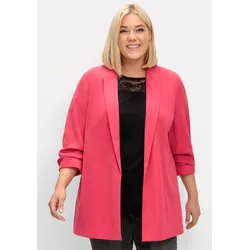 Longblazer SHEEGO "Longblazer", Damen, Gr. 56, lila (orchidee), 100% Polyester, Langarm, Blazer