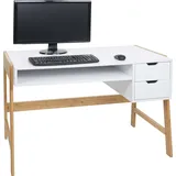 Mendler Schreibtisch HWC-K12, Bürotisch Computertisch Arbeitstisch, Schublade, Bambus 76x115x58cm - weiß