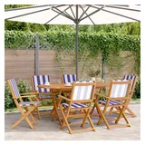 vidaXL Gartenstühle 6 Stk. Klappbar Blau und Weiß Stoff und Massivholz