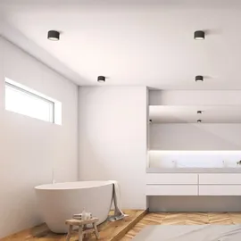 SSC-LUXon 4 Stück CELI-WX Aufbauleuchte Bad schwarz mit LED Leuchtmittel warmweiß GX53 230V - Spot IP44 Deckenlampe Außen 5W