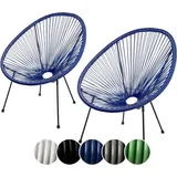 sunnypillow Acapulco Gartenstuhl 2er Set Loungesessel Blau