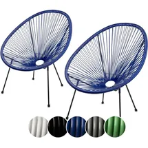 sunnypillow Acapulco Gartenstuhl 2er Set Loungesessel Blau