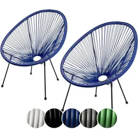sunnypillow Acapulco Gartenstuhl 2er Set Loungesessel Blau