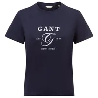 GANT T-Shirt mit Label-Print, marine XS