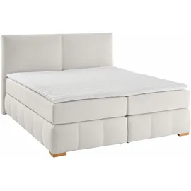 Home Affaire Boxspringbett HOME AFFAIRE "Wehma", beige (natur), B:210cm L:213cm, Struktur fein (100% Polyester), Komplettbetten, Boxspringbett, inkl. Topper in 3 verschiedenen Matratzen, auch in Samtstoff