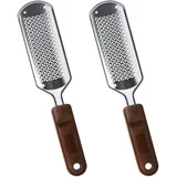 2 Stück Edelstahl-Fußfeilen, verkrustete Fußentferner, abgestorbene Haut, Fußpflege, geeignet für Männer und Frauen, geeignet für verkrustete und rissige Füße (Silber)