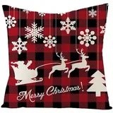 Kissenbezug 80x80 Weihnachten Kopfkissenbezug 80x80 Superweicher Baumwolle Hanf Couchkissen Resistent Atmungsaktiv Kissenbezüge 80x80 Verdecktem Zip Voll Sofakissen 80x80cm/1 Pcs