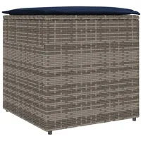 VidaXL Aufbewahrungsbox Grau und Marineblau Rattan und Polsterstoff Mittel