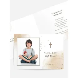 Dankeskarten Konfirmation selbst gestalten mit Spruch und Fotos im Onlinedesigner bei Meine-Kartenmanufaktur.de
