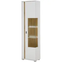 Furn.design Vitrine, Weiß, Eiche Wotan, Glas, Nachbildung, 3 Fächer,
