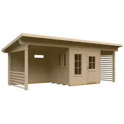 SKANHOLZ Gartenhaus »Namur«, BxHxT: 750 cm x x 315 (Außenmaße inkl. Dachüberstand) - beige
