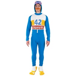 Metamorph Kostüm Legendärer Skispringer, Kultiges Sportlerkostüm für Fasching und Karneval blau M