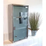 Wellhome - Medizinschrank Mit Glastür Und Erste-hilfe Kreuz, Edelstahl Und Glas
