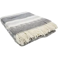 fair de luxe Wolldecke Plaid 100 x 150 cm Grau/Beige/Blau