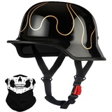 Deutsche Motorrad Halbhelme mit ECE, Jethelm Retro, Chopper Helm, Scooter-Helm, Fahrradhelm, mit Herausnehmbares Innenfutter und Schnellverschlussschnallen M~XXL 57~64CM