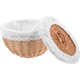 Ipetboom Rattan-Brotkorb mit Deckel, handgewebter Weidenkorb mit herausnehmbarem Einsatz und Abdeckung für Tisch-Servierung, Picknick, Mehrzweck-Brotaufbewahrungsbehälter und Obstkorb, 24 cm