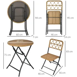 Outsunny - GartenmöbelSet - 60Lx60Wx71Hcm - Natur