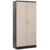 Gürkan Stahlschrank 100130 tiefschwarz, ahorn 92,0 x 42,0 x 195,0 cm, aufgebaut