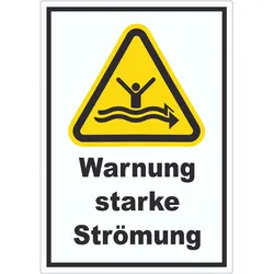 HB-Druck Aufkleber Warnung starke Strömung A8 (52x74mm)