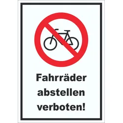 HB-Druck Fahrräder abstellen verboten Aufkleber A4 (210x297mm)