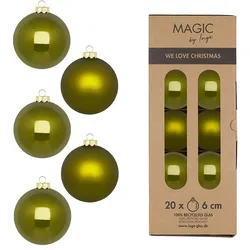 20 Weihnachtskugeln Glas 6cm matt & glänzend Christbaumkugeln Weihnachtsbaumkugeln Weihnachten Christbaumschmuck Weihnachtsbaumschmuck Olivgrün