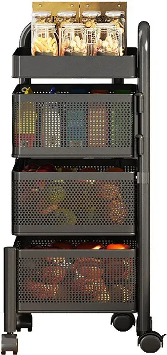 Maxcook Küchenregale Bodenwagen drehbares Lagerregal Lagerregal Schrankregale vierlagig MCZW0126