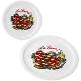 MamboCat 2er Set La Pizza Pizzateller I Ø 30,5 cm I für 2 Personen I große Pizzateller aus Porzellan mit Pizza-Dekor & Schrift I für Pizzen oder zum Anrichten I XL-Speiseteller, Servierplatte