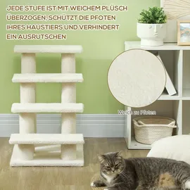 PawHut Tiertreppe Hundetreppe 4 Stufen Beige/Grau 63,5x43x60 cm