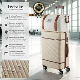 Tectake Reisekofferset 13-tlg. beige/weiß