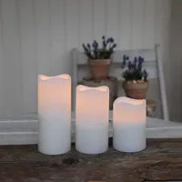 MARELIDA LED Kerzenset Paul - flackernde LED - Batteriebetrieb - Timer - Fernbedienung - für Außen - 3er Set