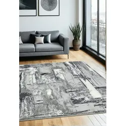 Kadima Design Teppich Kurzflor modern geometrisch  160x230cm, 1,1cm Florhöhe, 1,6cm Gesamthöhe  Grautöne  Glanzeffekte  Esszimmer  PARMA-Felino