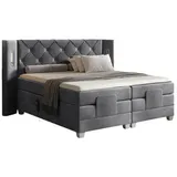 Fun Möbel Boxspringbett Dunkelgrau, Textil, 160x200 cm, Schlafzimmer, Betten, Boxspringbetten