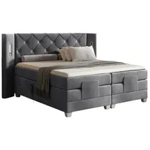 Fun Möbel Boxspringbett Dunkelgrau, Textil, 160x200 cm, Schlafzimmer, Betten, Boxspringbetten