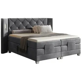 Fun Möbel Boxspringbett Dunkelgrau, Textil, 160x200 cm, Schlafzimmer, Betten, Boxspringbetten
