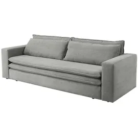 furn.design Schlafsofa hellgrau Textil, Nachbildung, 3-Sitzer mit Bettfunktion Pesaro Cord Couch mit Bettkasten | grau
